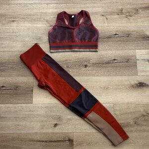Target JoyLab Colorblock Seamless Workout Set in Small - Rust & Burgundy